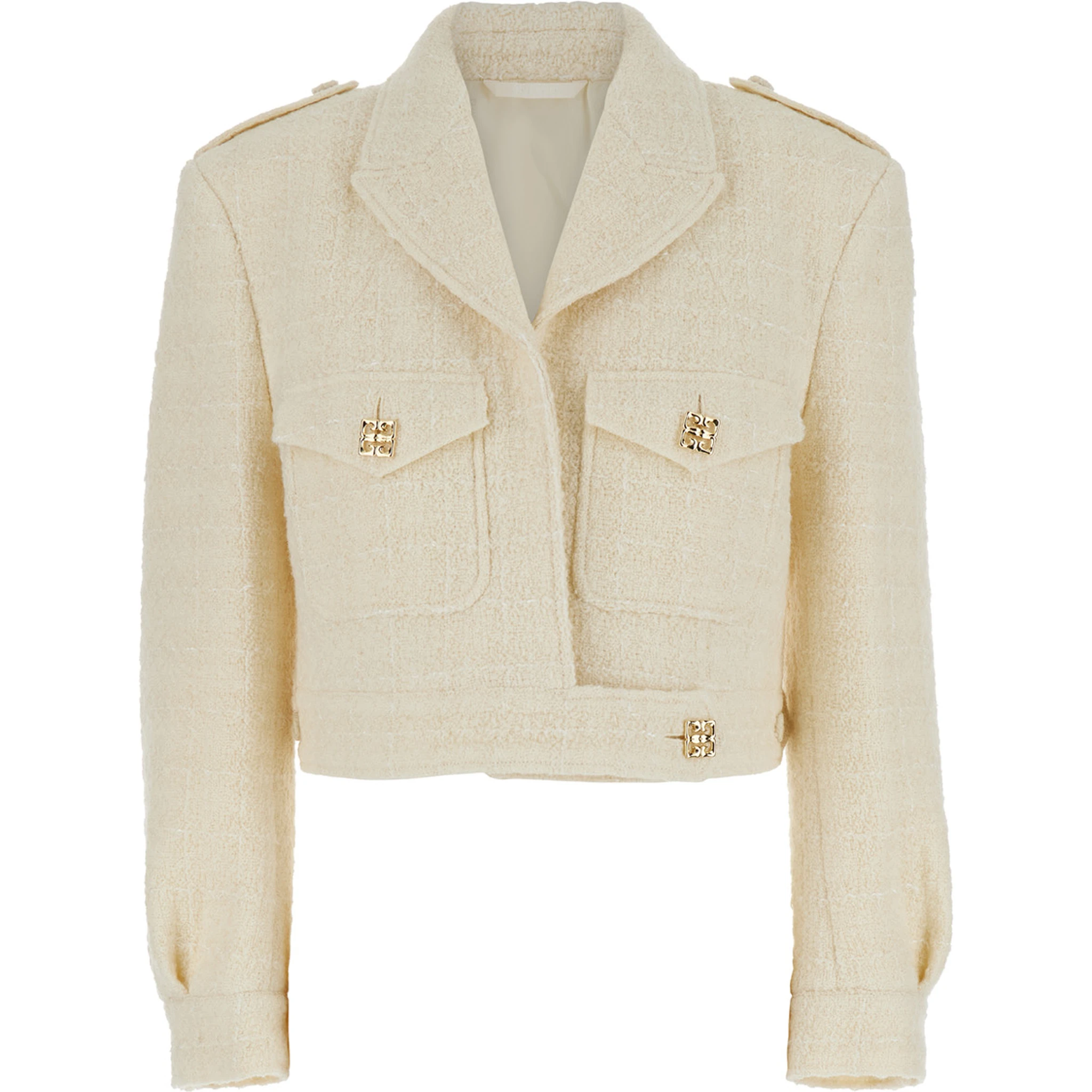 White Jacket with Logo 4G Detail on the buttons in Wool Blend Woman