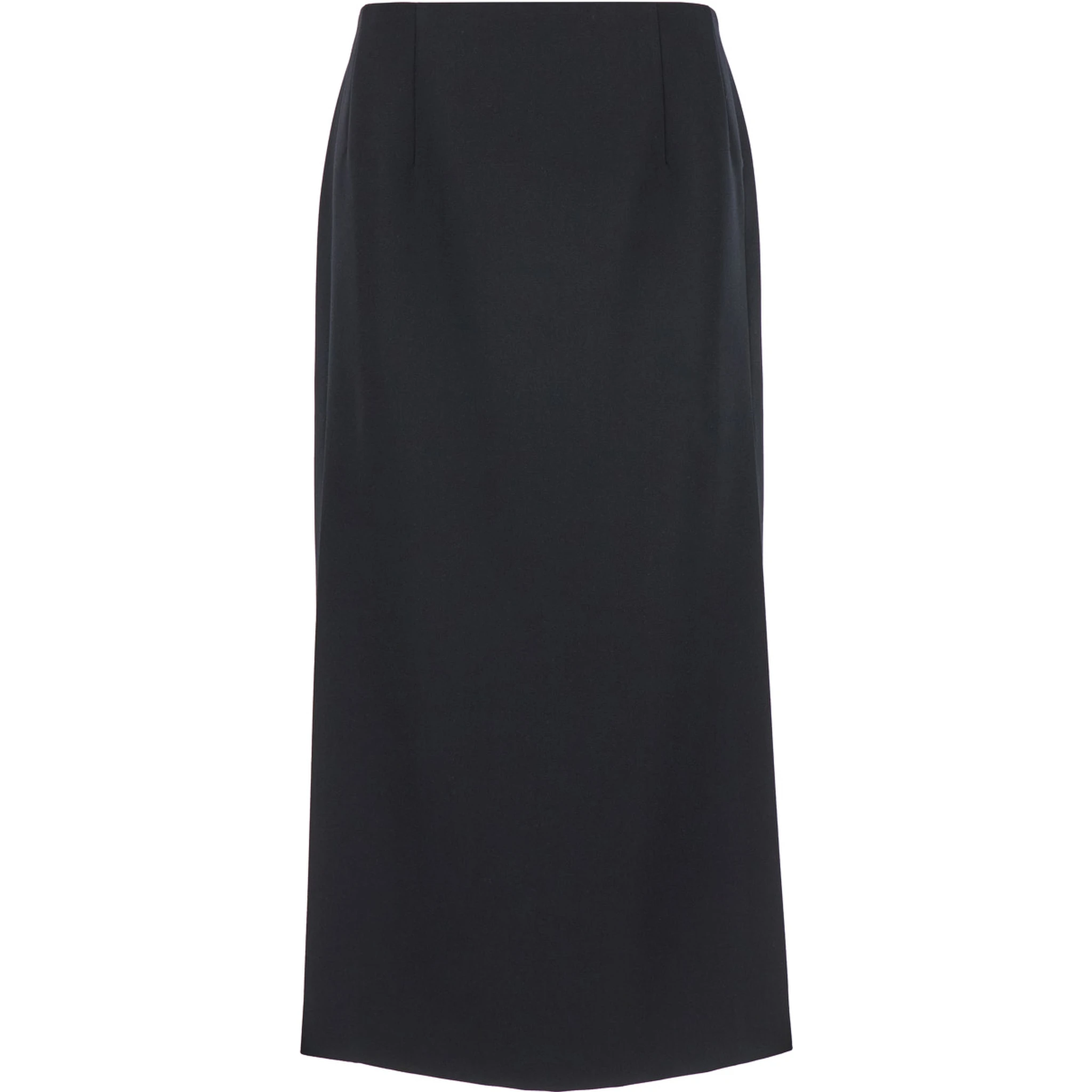 Grisaille Black Midi Skirt with Side Splits in Wool Woman