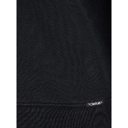 Black Crewneck Sweatshirt with Logo Patch on the Front in Cotton Man