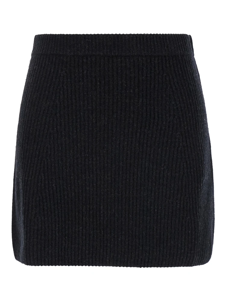 Teiera Black Mini Skirt in Wool woman