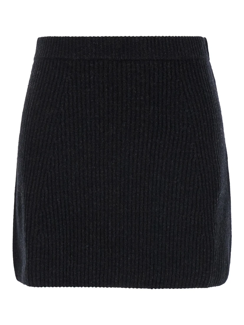 Teiera Black Mini Skirt in Wool woman