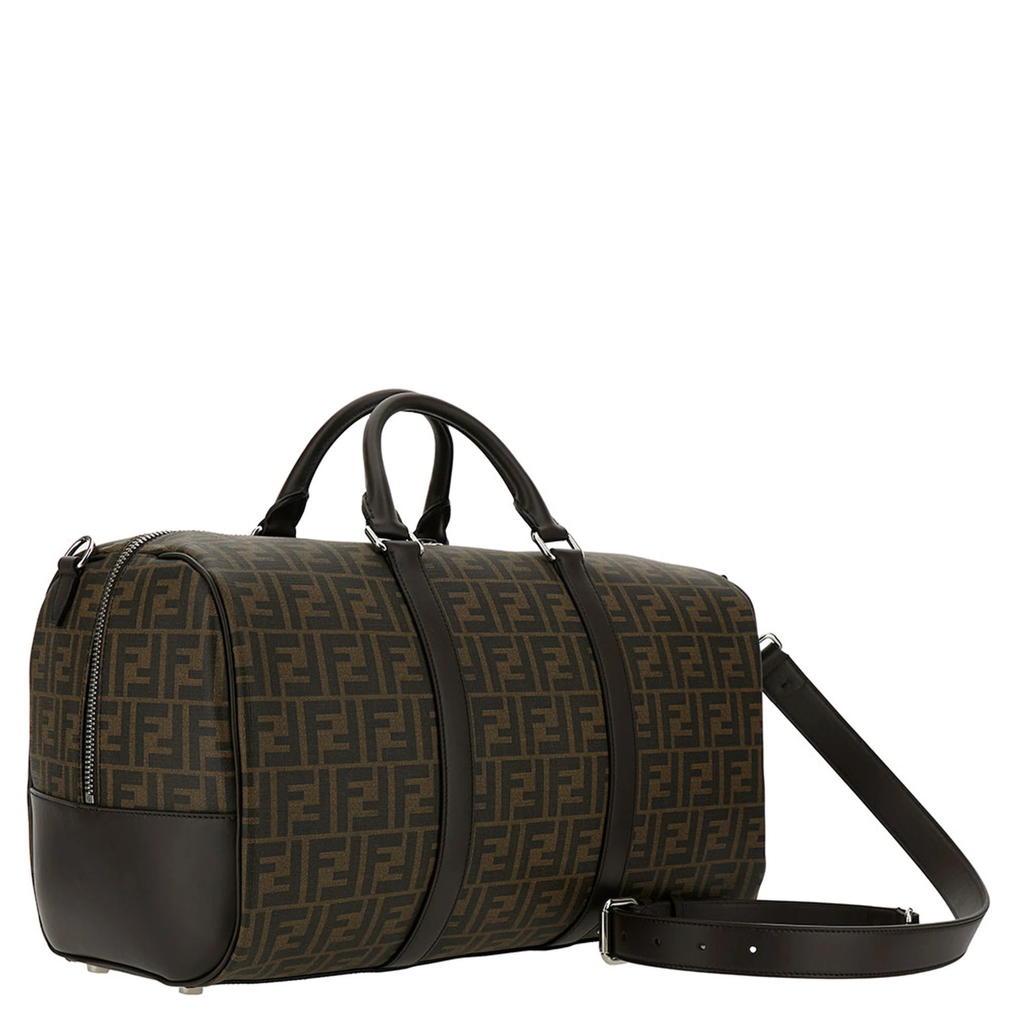 Large Duffle Brown Travel Bag with FF Motif in Fabric Man