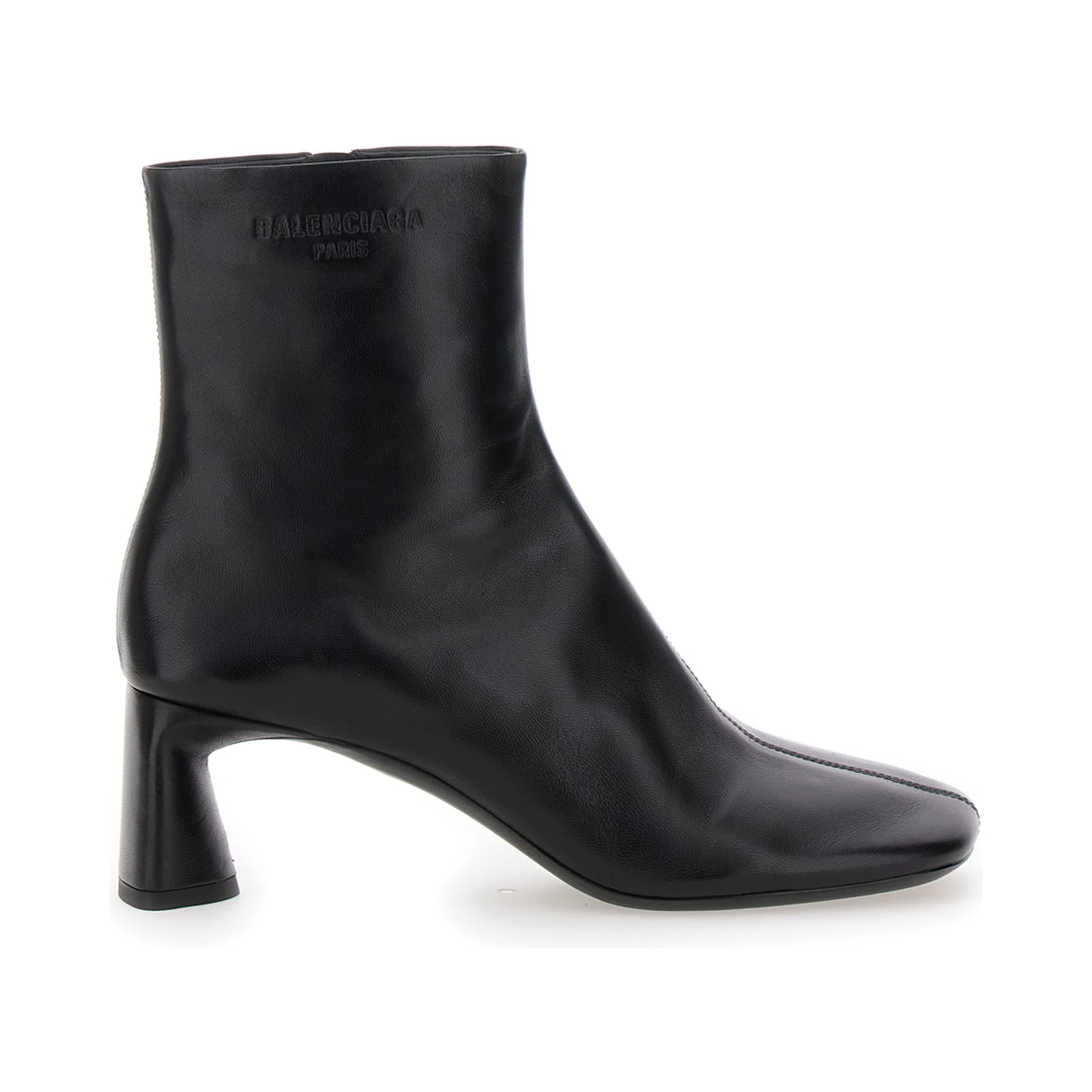 Duty Free 60mm Black Boots with Square Tip in Leather Women