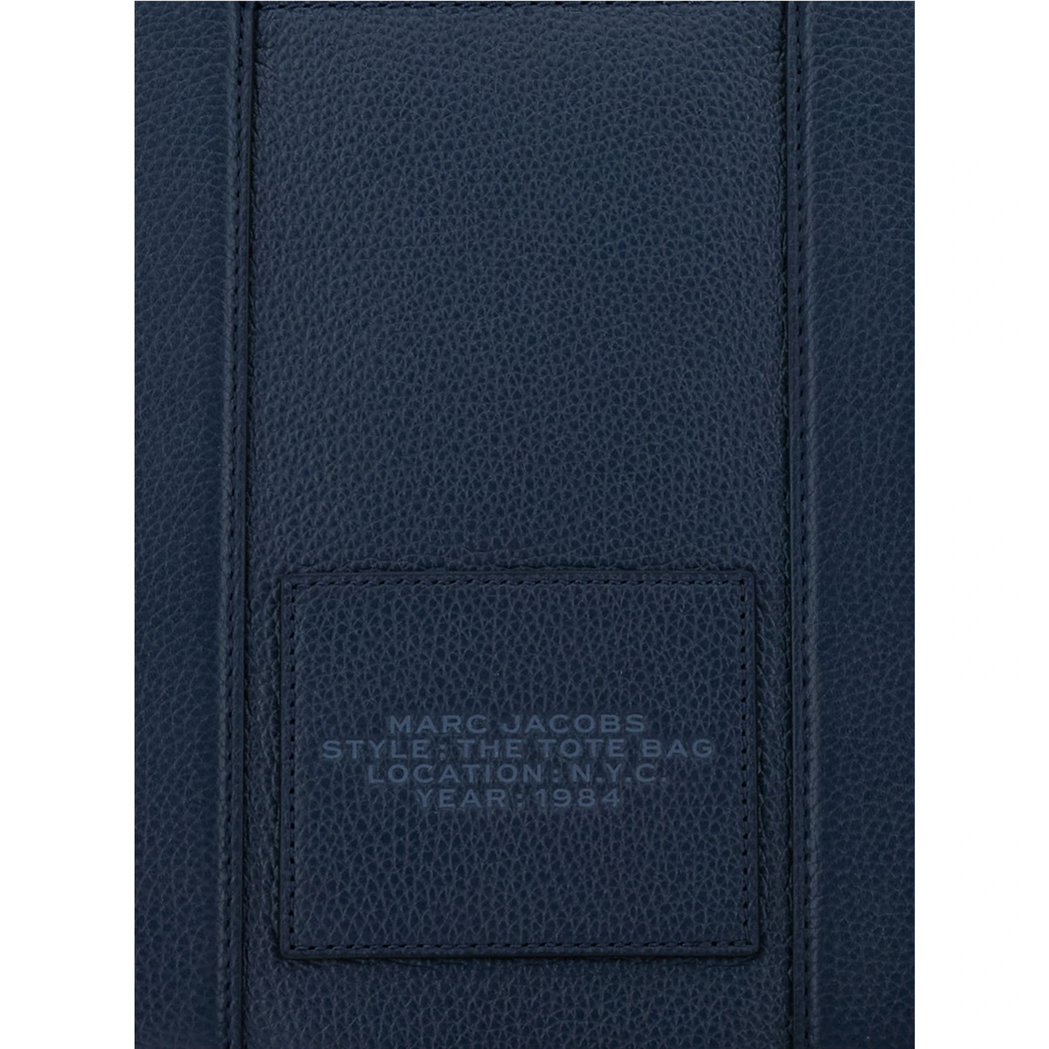 The Tote Bag Medium Blue Bag with Logo Print on the Front in Hammered Leather Woman