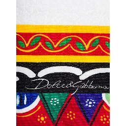 Set of 5 Multicolor Towels with Carretto Siciliano Print in Cotton Dolce & Gabbana