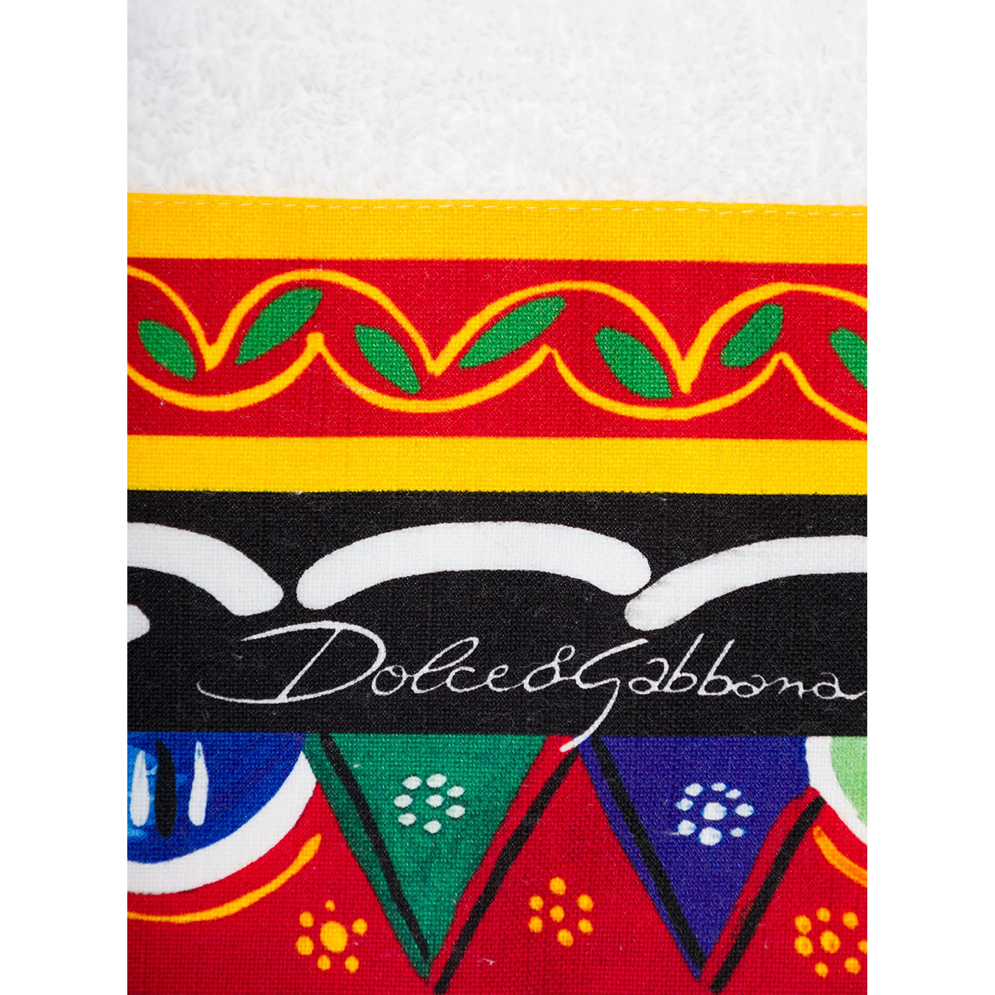 Set of 5 Multicolor Towels with Carretto Siciliano Print in Cotton Dolce & Gabbana