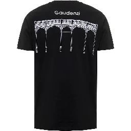 Black Cotton T-shirt with Logo print Gaudenzi Man