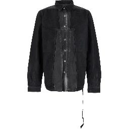 Splintered Grey Shirt with Classic Collar and Faded Effect in Cotton Man