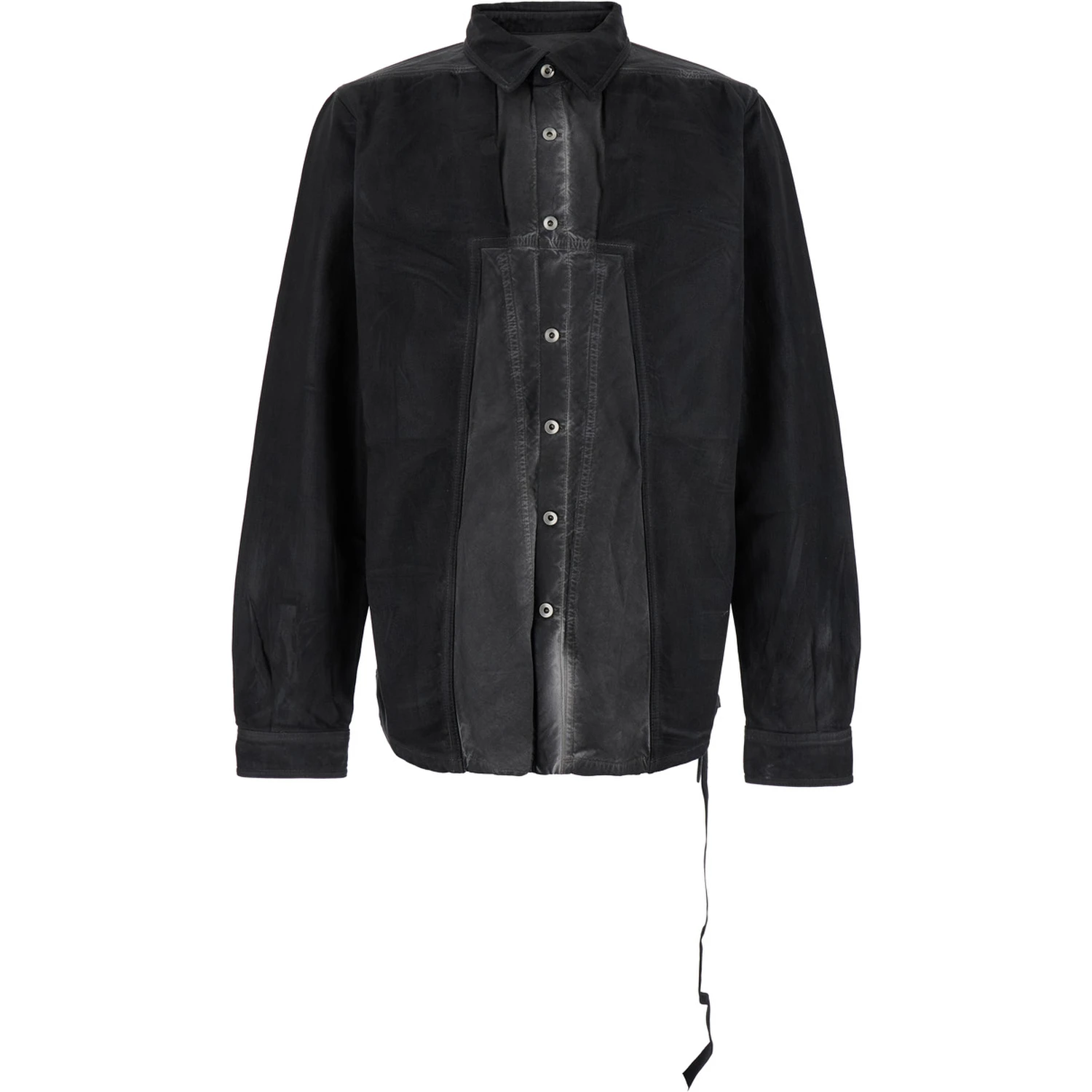 Splintered Grey Shirt with Classic Collar and Faded Effect in Cotton Man