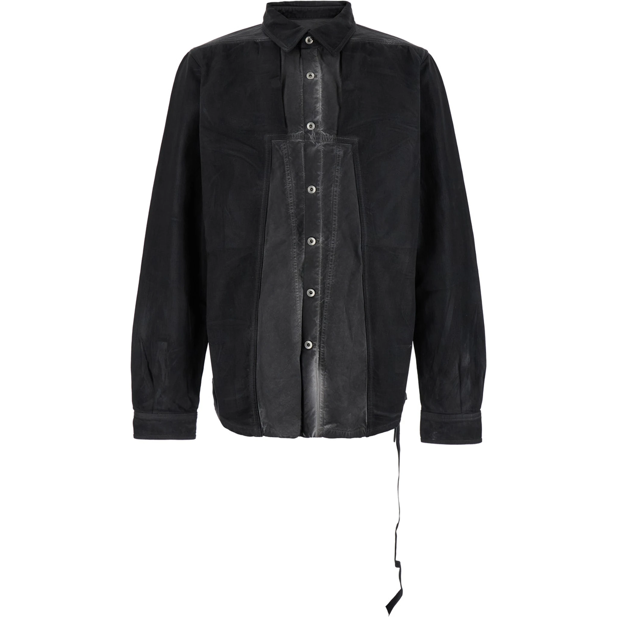 Splintered Grey Shirt with Classic Collar and Faded Effect in Cotton Man