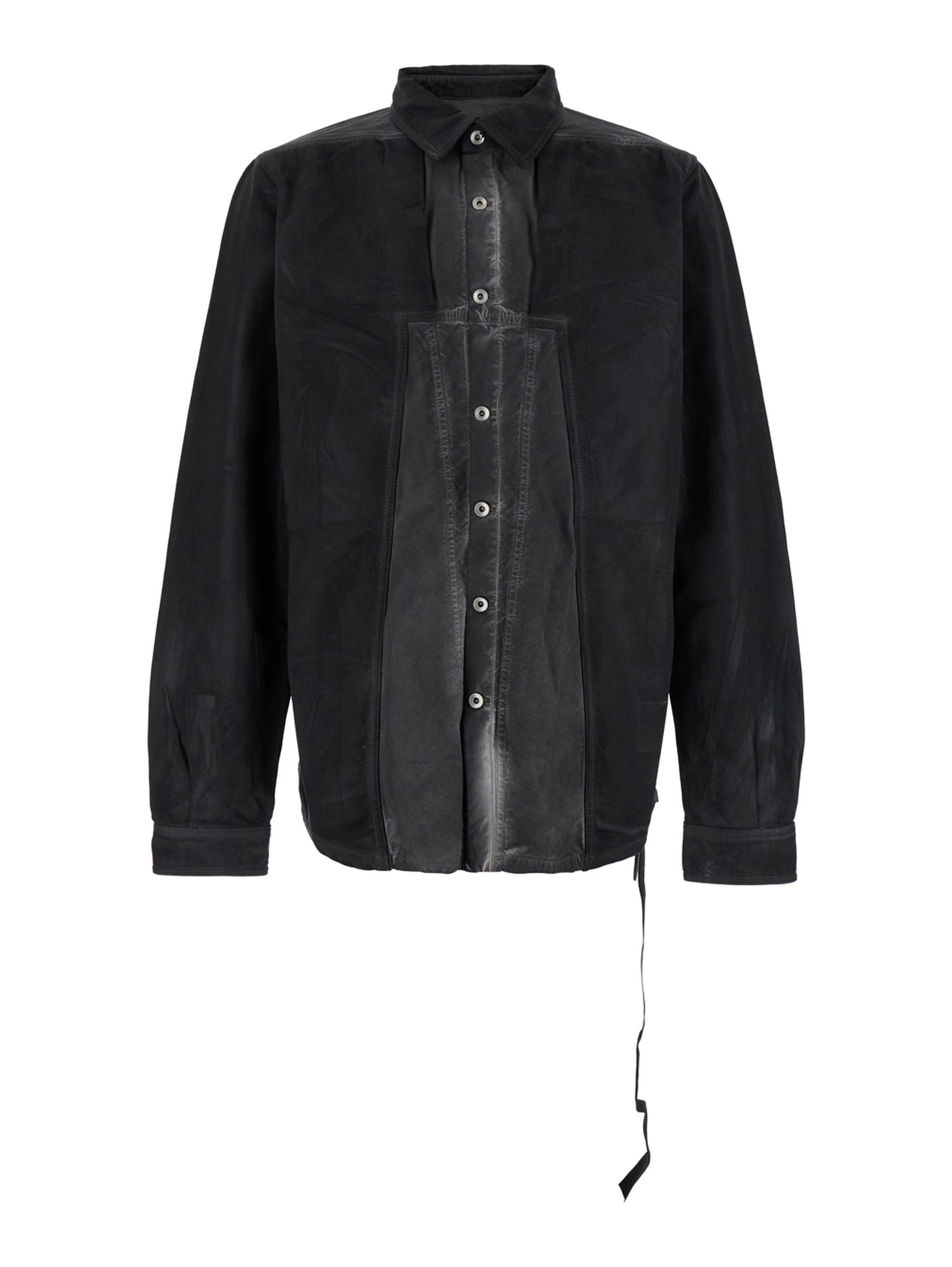Splintered Grey Shirt with Classic Collar and Faded Effect in Cotton Man
