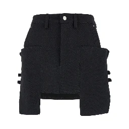 Stefan Black Mini-Skirt with Patch Pockets in Wool Woman