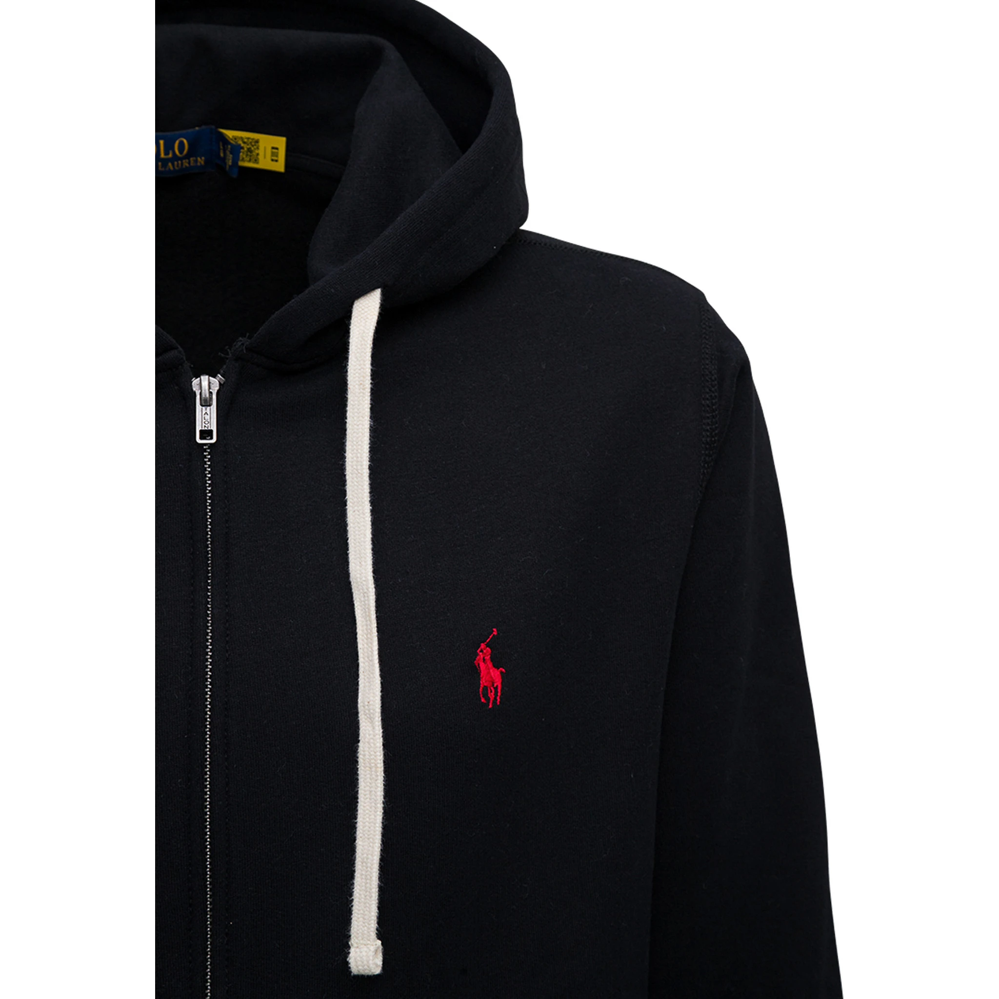 Black Cotton Hoodie with Logo