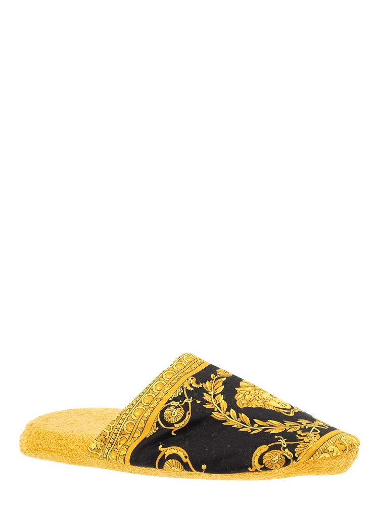 Ciabatte da Casa Nere e Oro in Cotone e Spugna con Stampa Barocca alternative