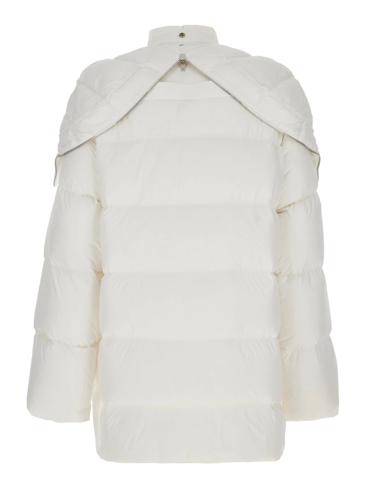 Cyclopic White Down Jacket with Removable Hood and Logo Patch in Tech Fabric Man alternative