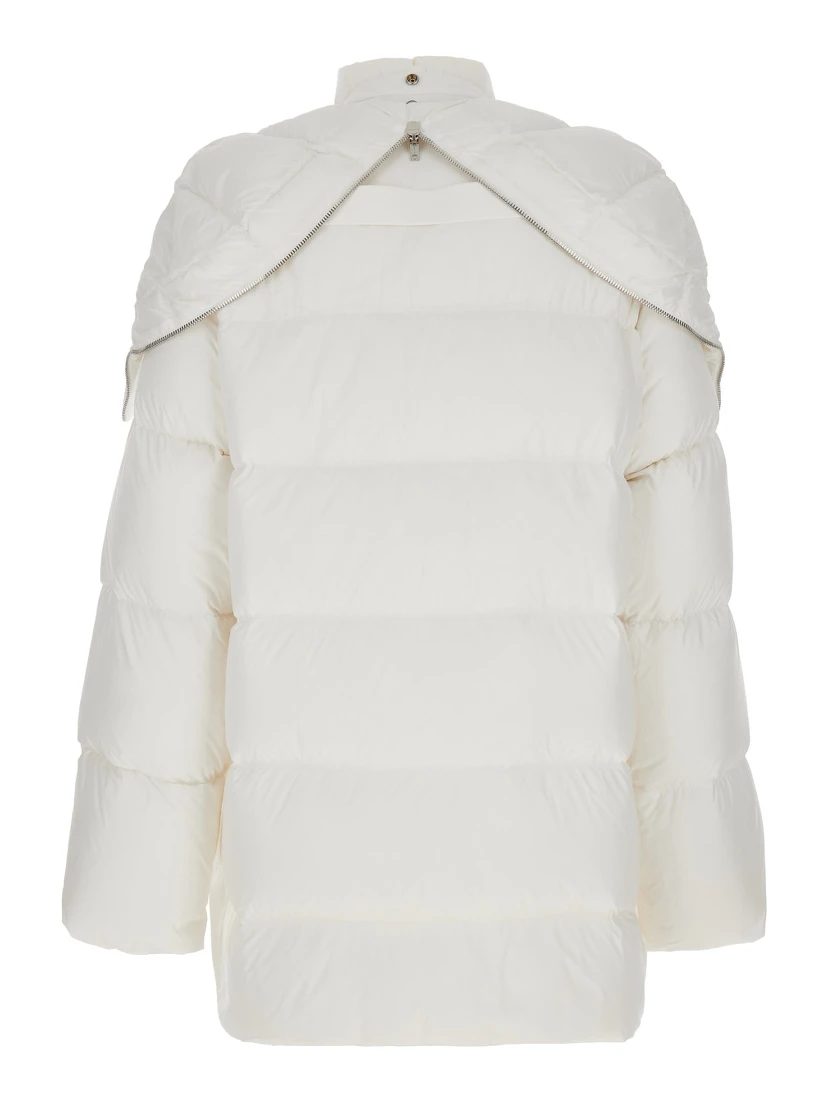 Cyclopic White Down Jacket with Removable Hood and Logo Patch in Tech Fabric Man