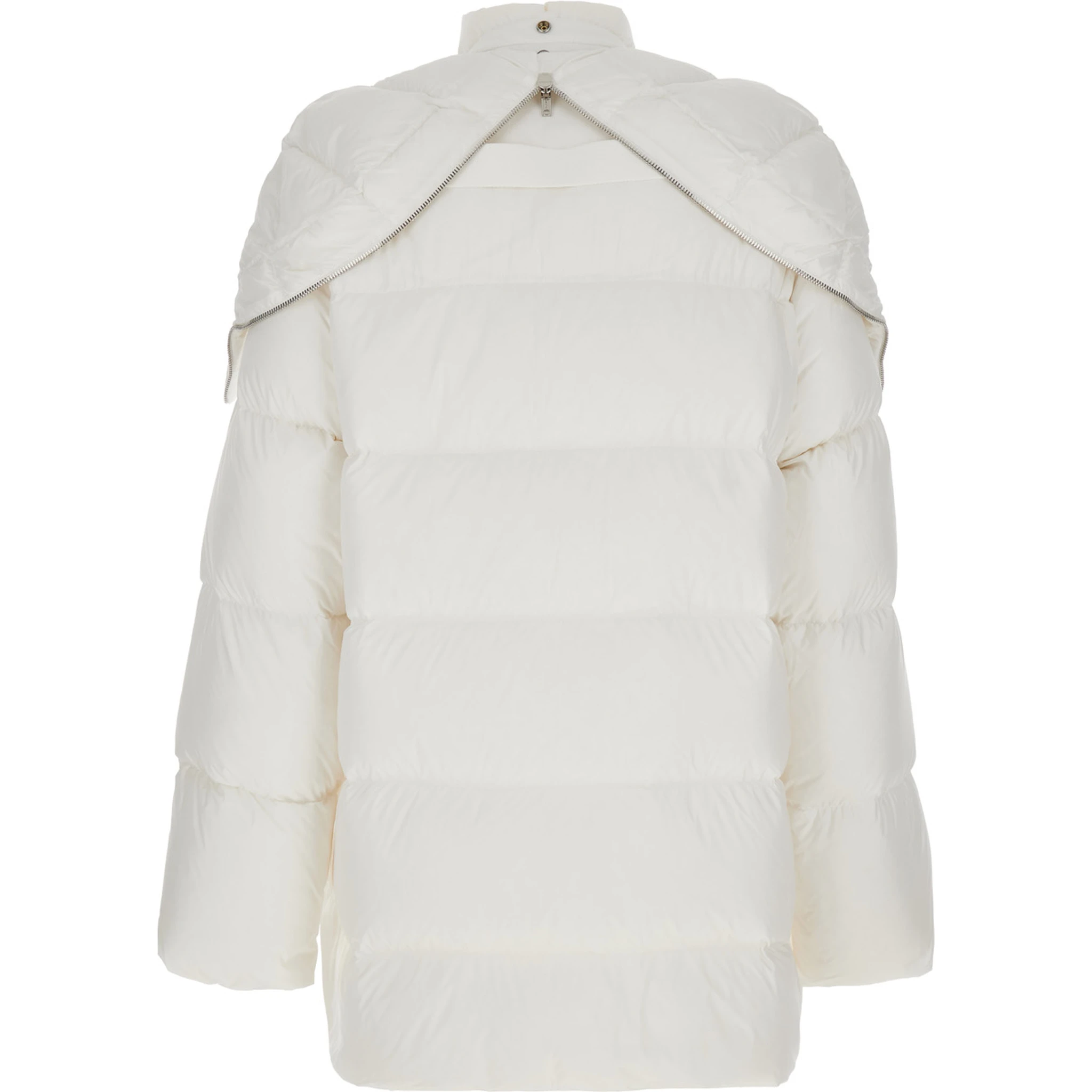 Cyclopic White Down Jacket with Removable Hood and Logo Patch in Tech Fabric Man