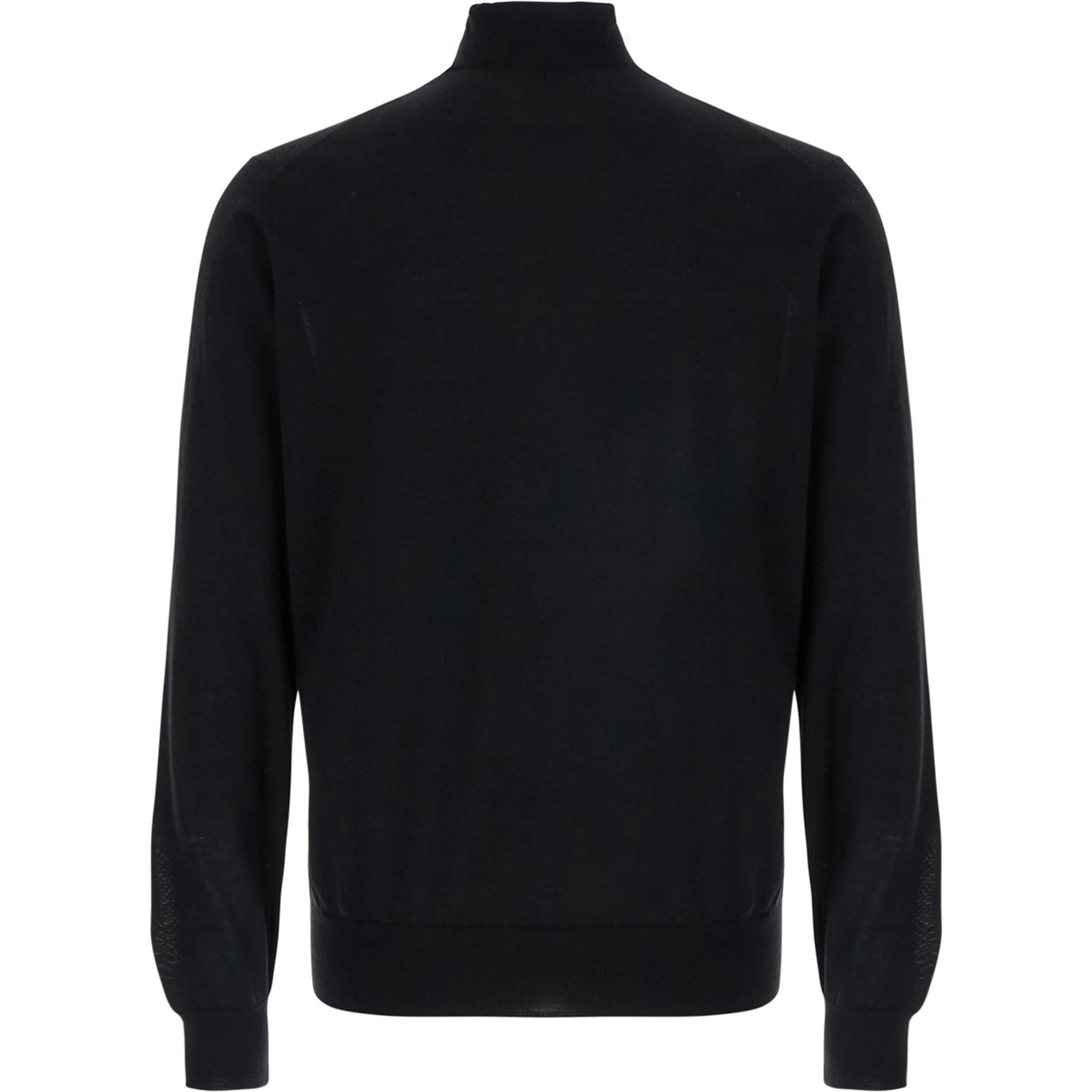 Black Turtleneck Sweater in Merino Wool and Silk Blend Man