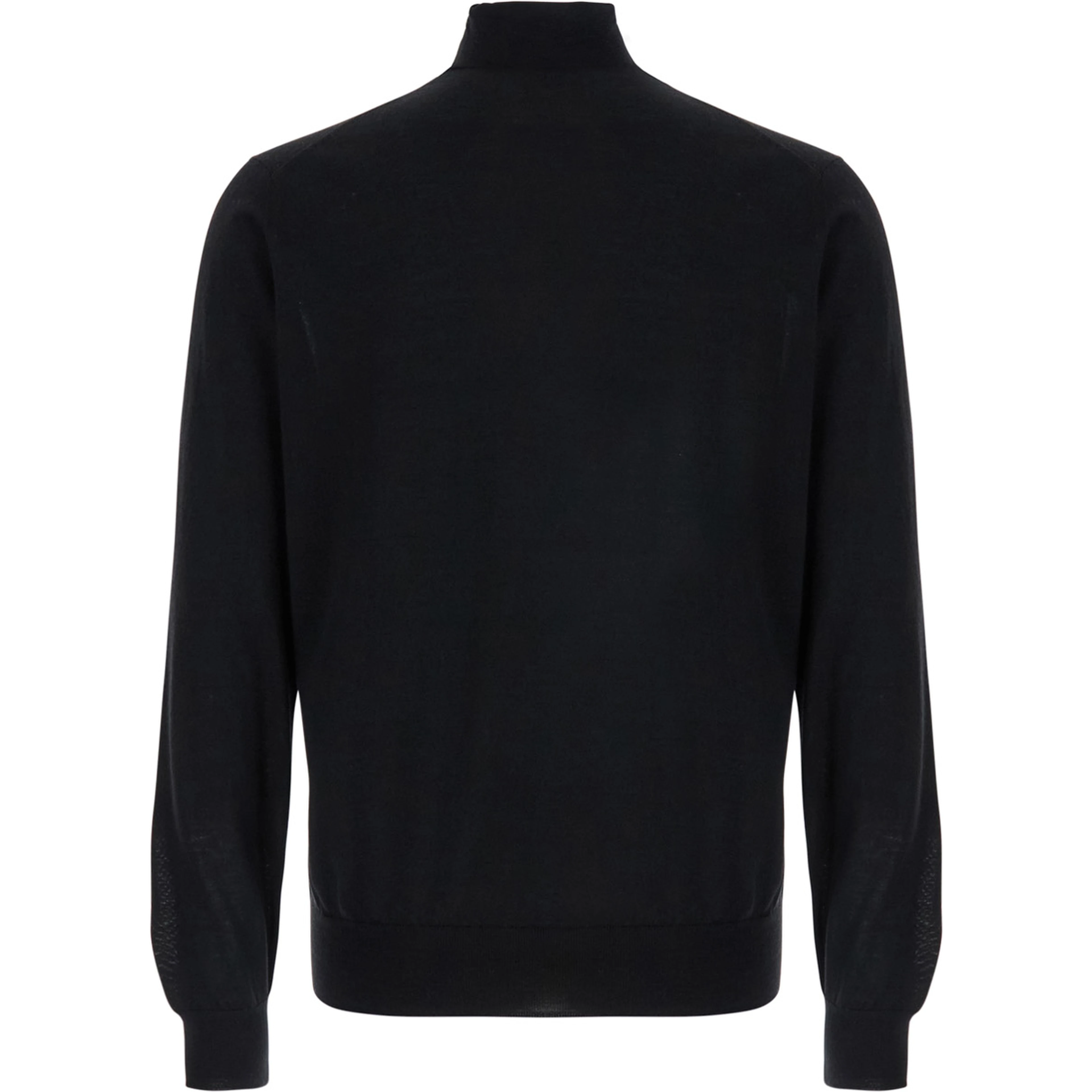 Black Turtleneck Sweater in Merino Wool and Silk Blend Man