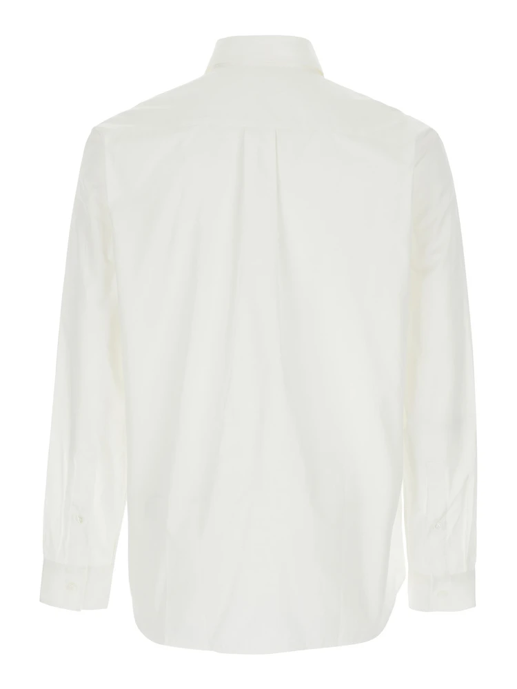 White Shirt with Classic Collar and Embroidered Logo on the Front in Cotton Man alternative