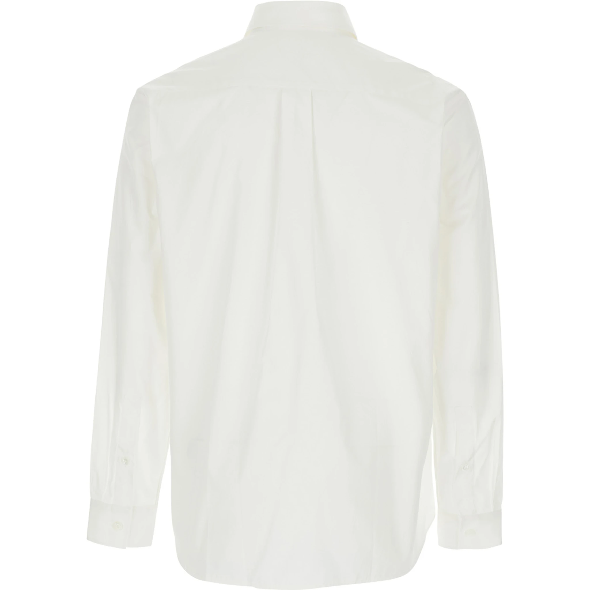 White Shirt with Classic Collar and Embroidered Logo on the Front in Cotton Man