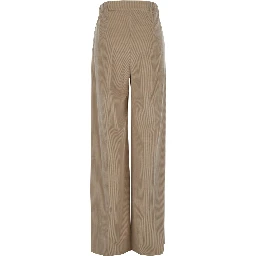 Lerici Beige Palazzo Pants with Drawstring in Corduroy Woman