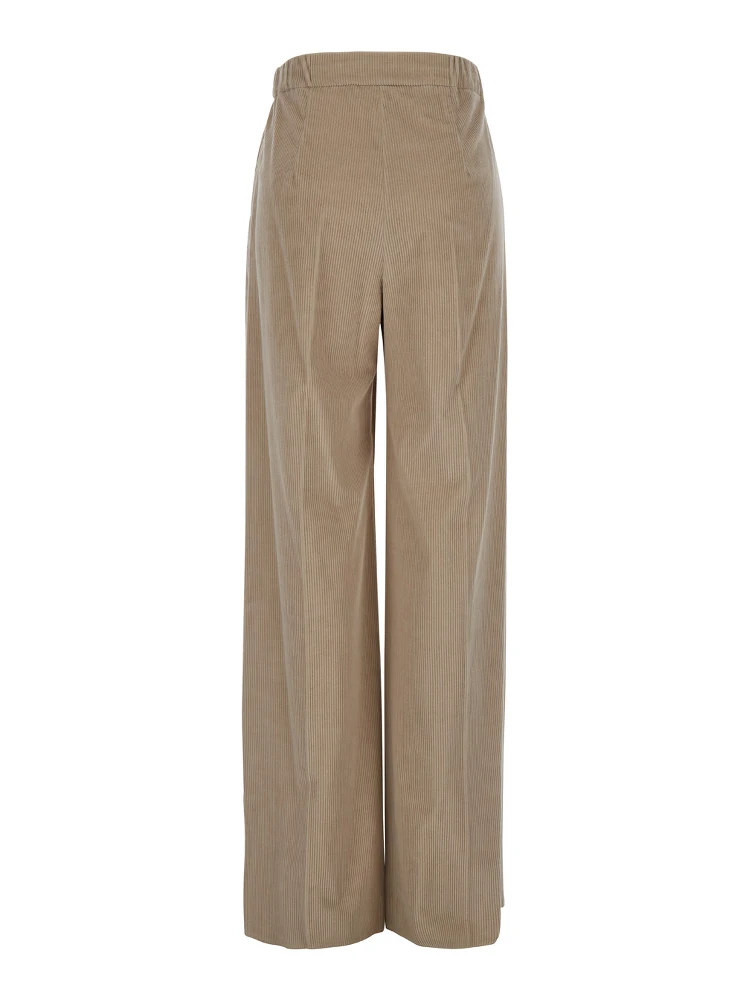 Lerici Beige Palazzo Pants with Drawstring in Corduroy Woman alternative