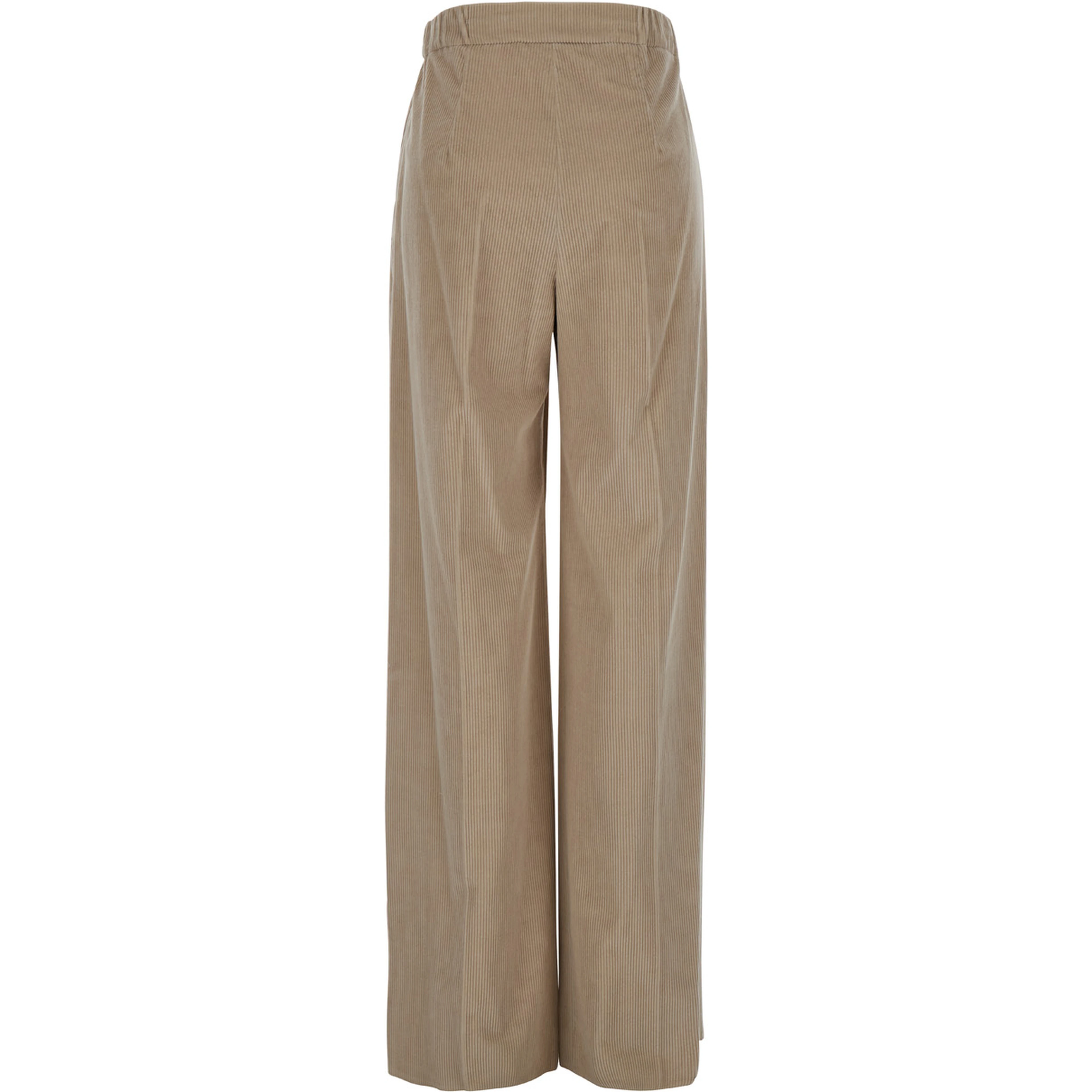 Lerici Beige Palazzo Pants with Drawstring in Corduroy Woman
