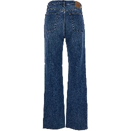 Classic Cut Blue Jeans with Logo Patch in Denim Woman