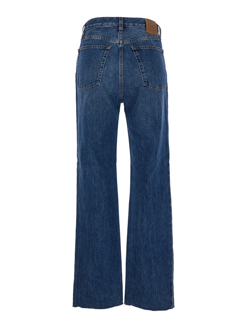 Classic Cut Blue Jeans with Logo Patch in Denim Woman
