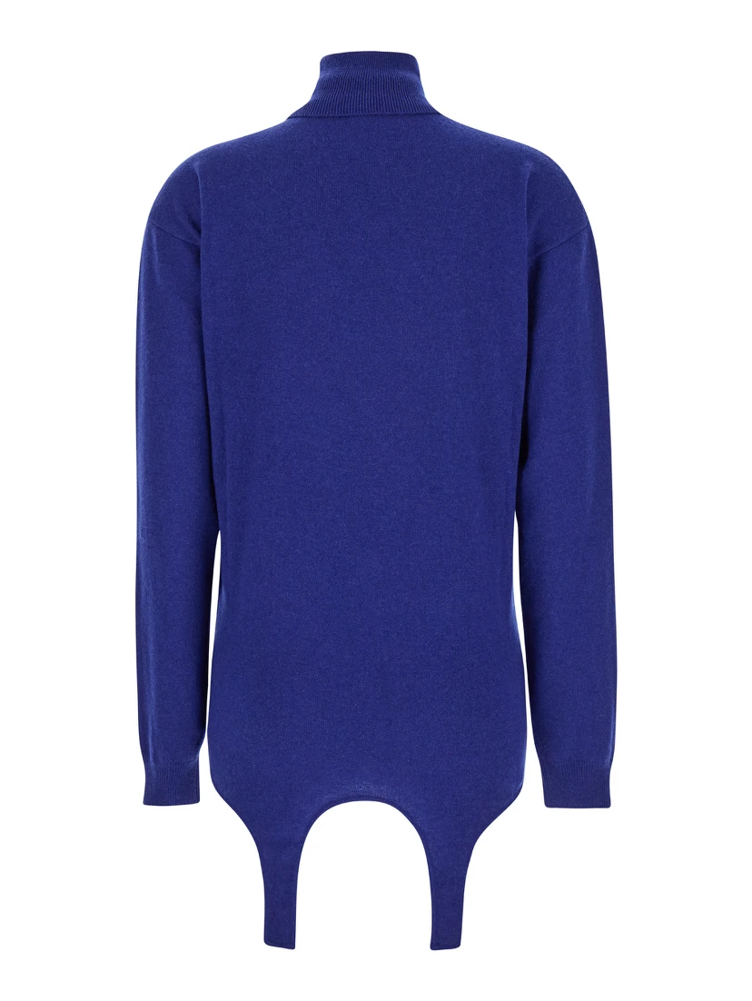 Blue Garter Turtleneck Sweater in Cashmere Woman