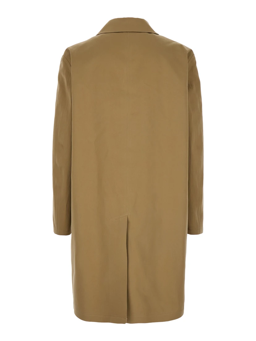 Beige Trench with Hidden Button Closure in Cotton Man
