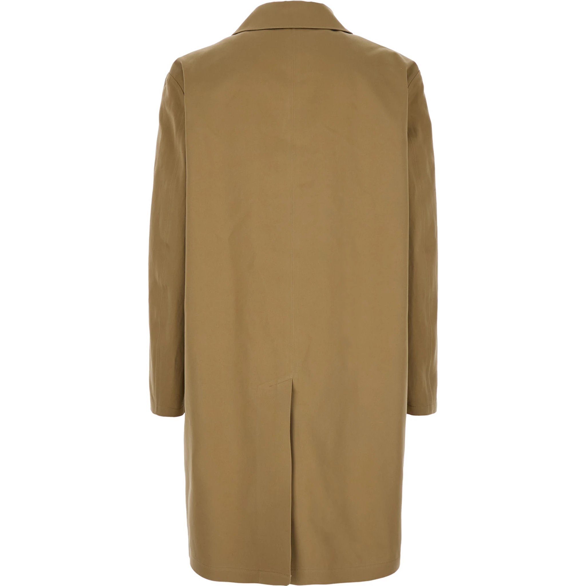 Beige Trench with Hidden Button Closure in Cotton Man