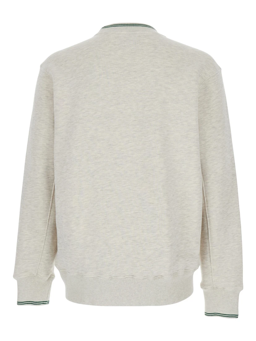 Grey Crewneck Sweatshirt with Logo Print in Jersey Man