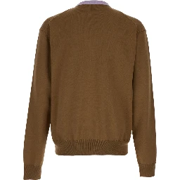 Brown and Lillac Double-neck Sweater in Wool Man