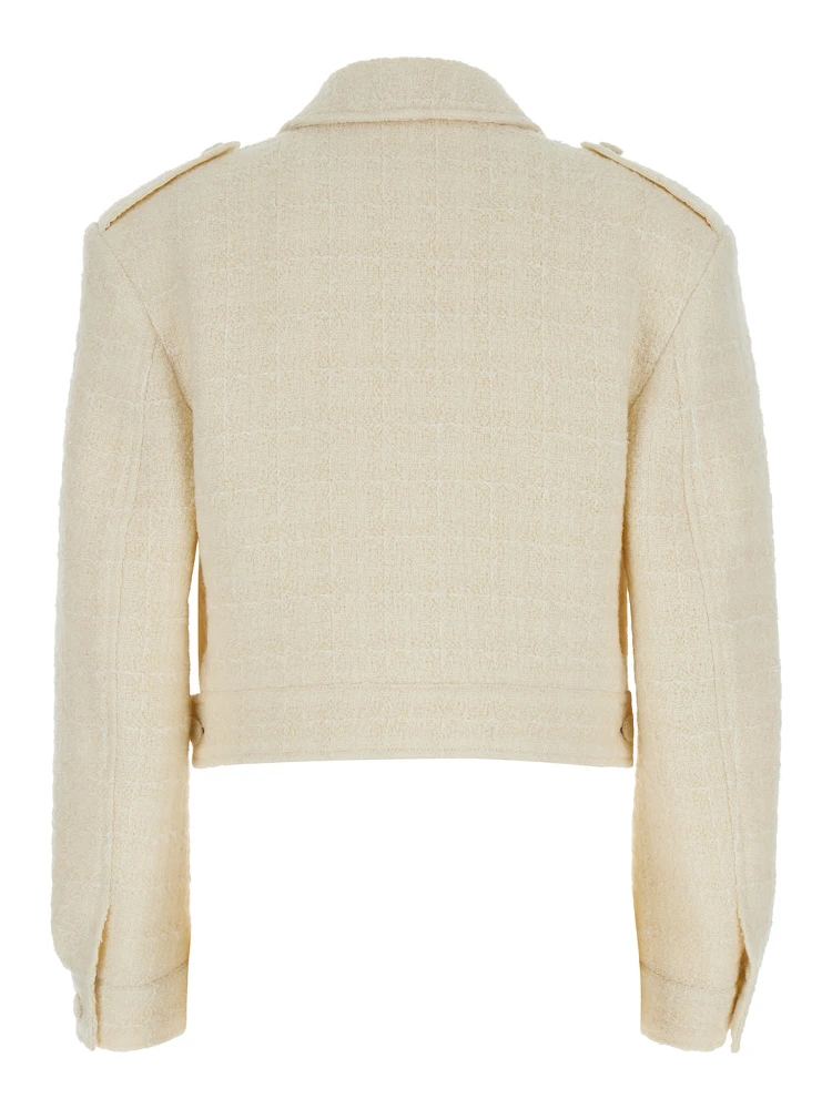 White Jacket with Logo 4G Detail on the buttons in Wool Blend Woman alternative