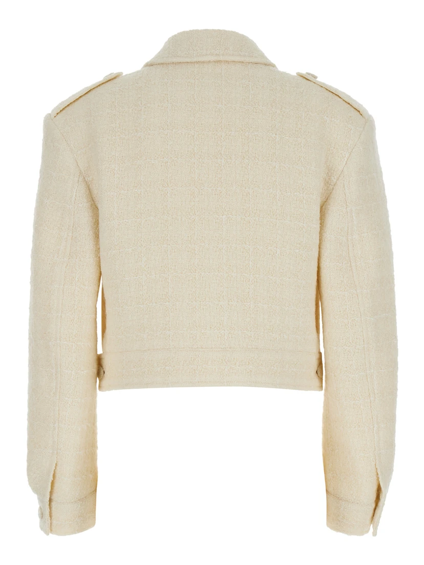 White Jacket with Logo 4G Detail on the buttons in Wool Blend Woman