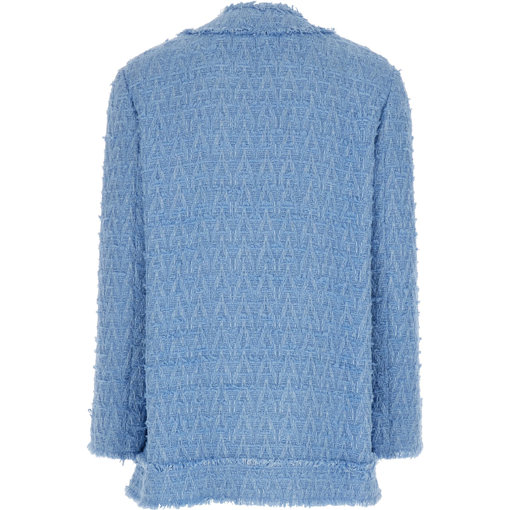 Light blue Single-Breasted Jacket with Logo Detail on Buttons in Cotton Blend Woman