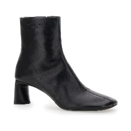 Duty Free 60mm Black Boots with Square Tip in Leather Women