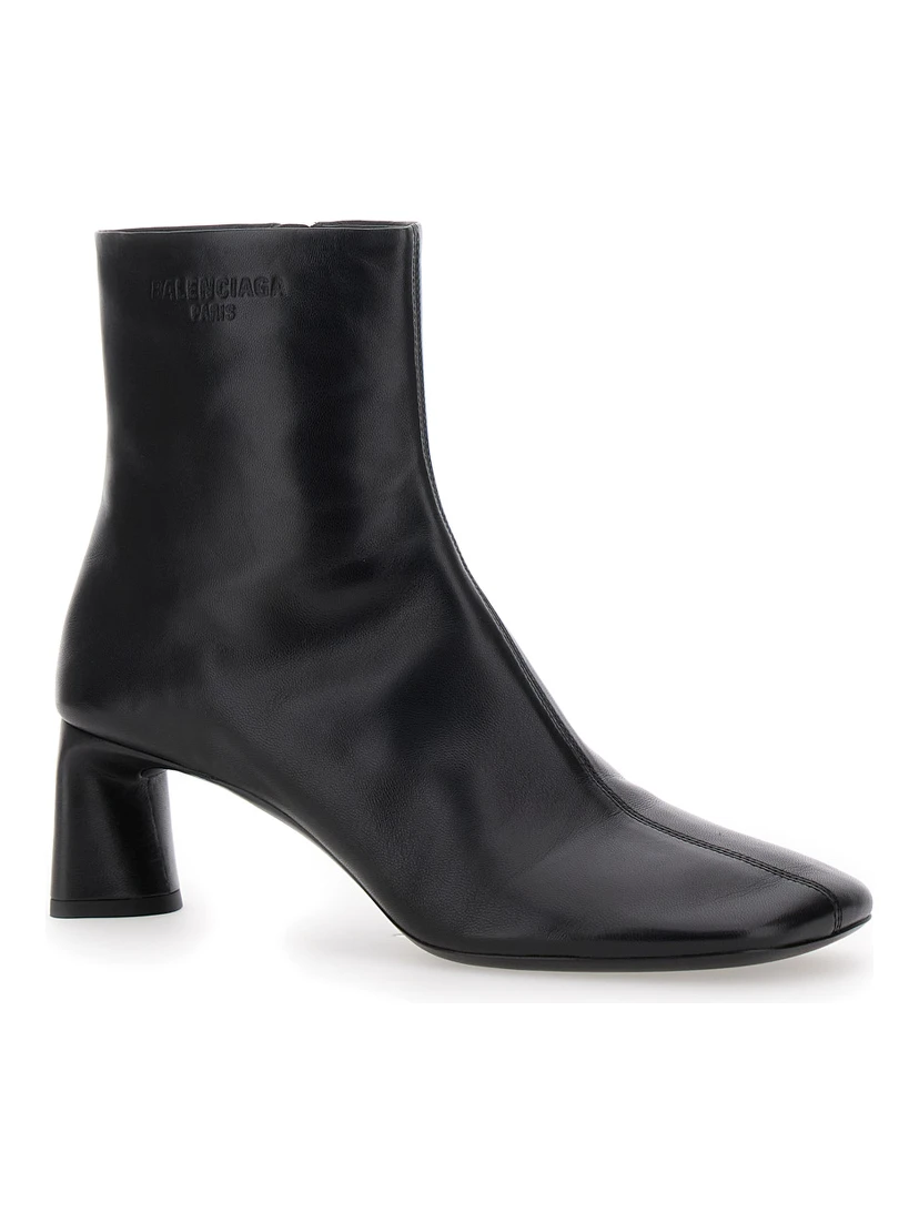 Duty Free 60mm Black Boots with Square Tip in Leather Women
