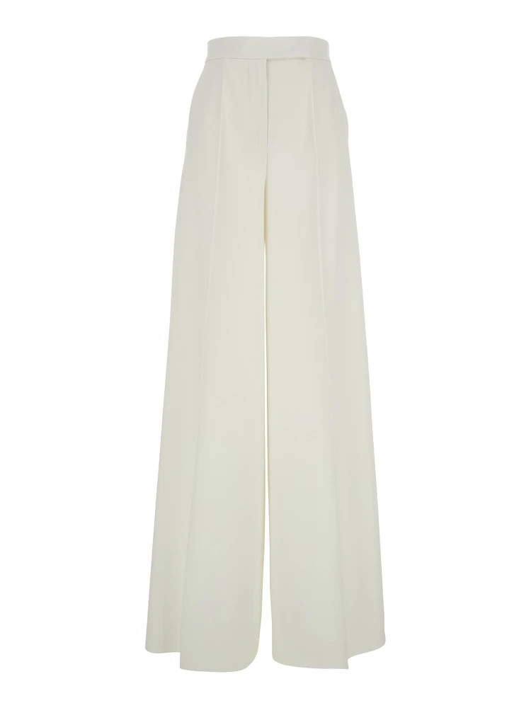 Ninfa White Wide Leg Pants in Virgin Wool Woman