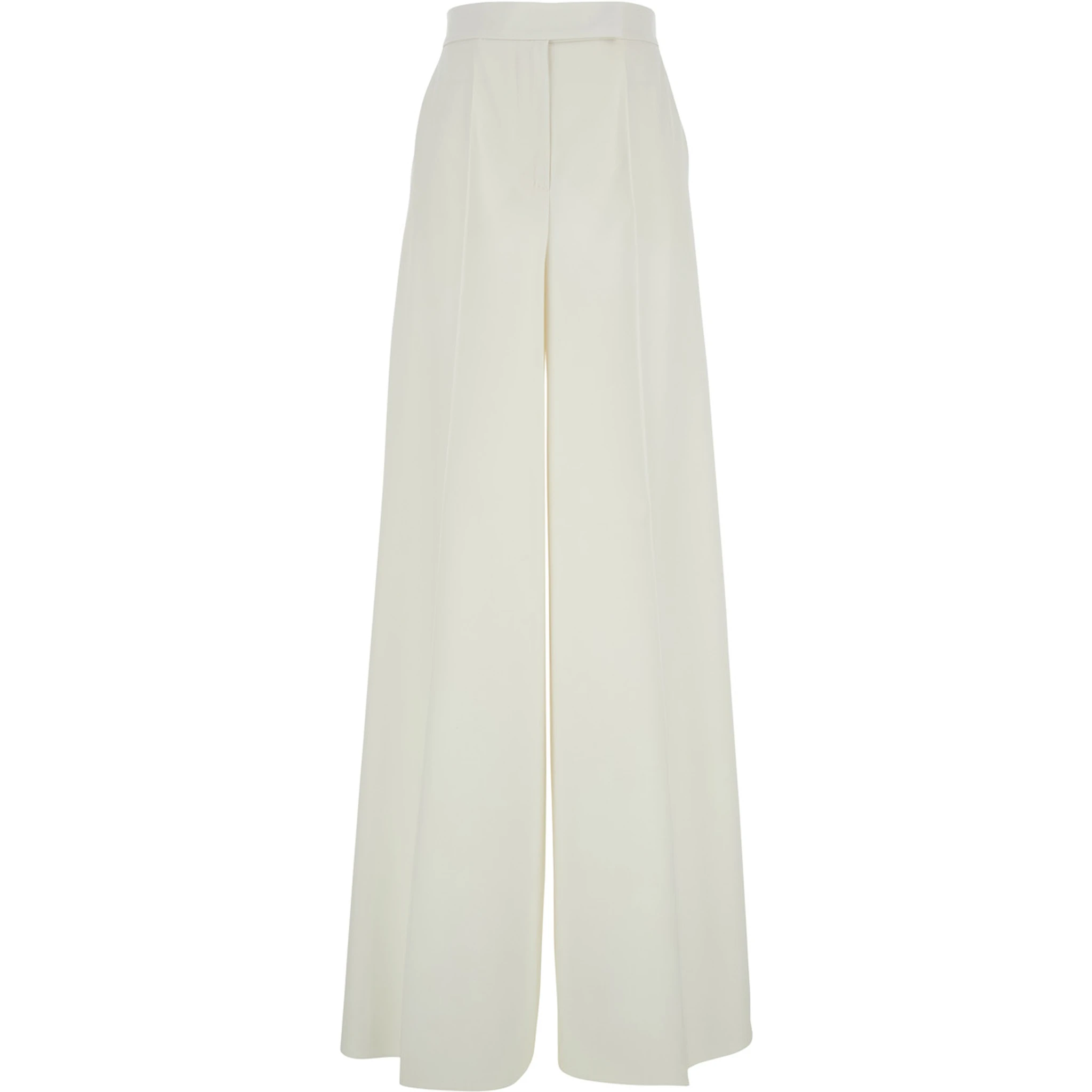Ninfa White Wide Leg Pants in Virgin Wool Woman