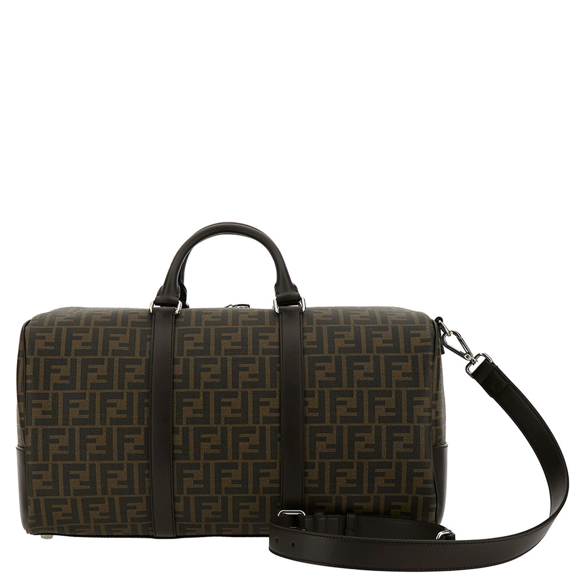 Large Duffle Brown Travel Bag with FF Motif in Fabric Man