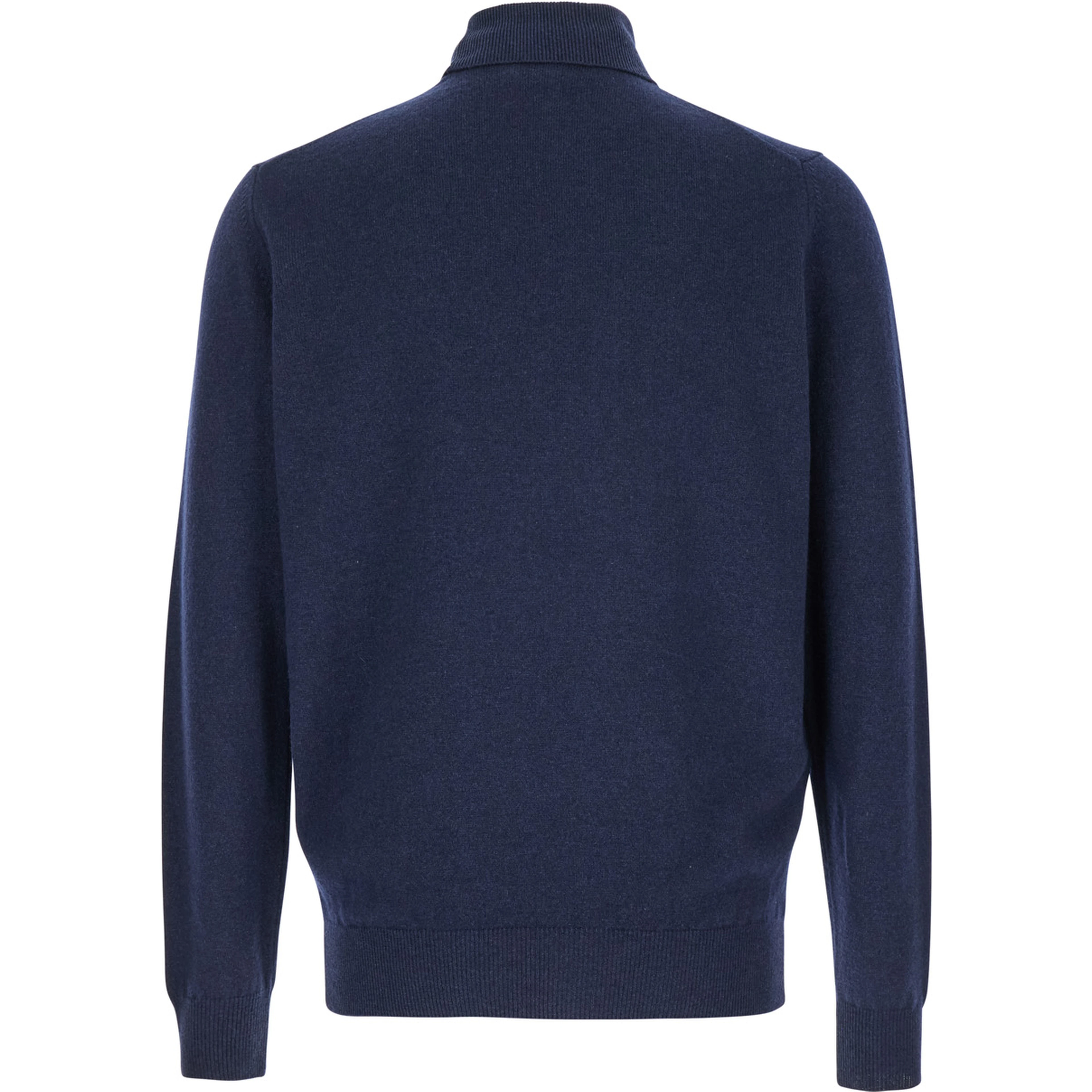 Blue Turtleneck Sweater in Merino Wool and Silk Blend Man