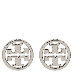 Silver Brass Earrings with Logo