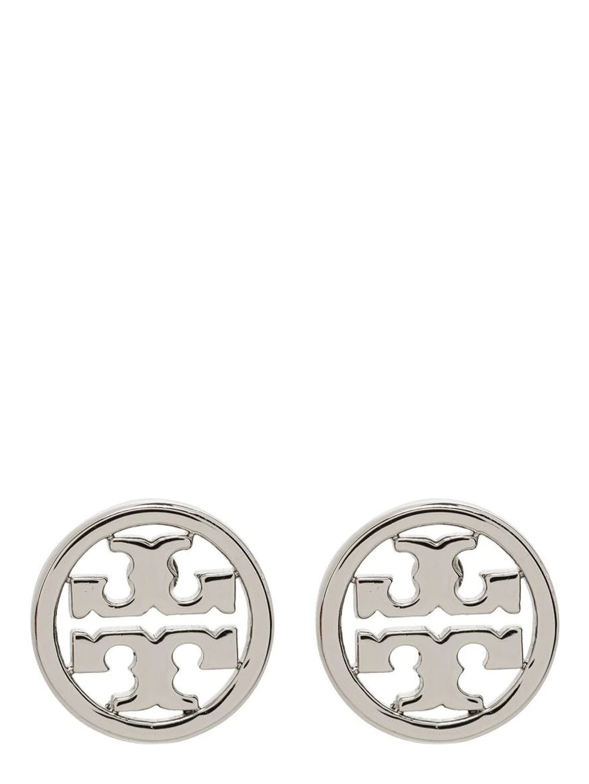 Silver Brass Earrings with Logo