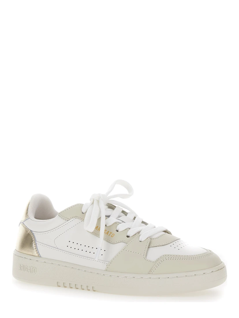 Dice Lo White Sneakers with Logo Detail and Metallic Heel Tab in Suede and Leather Woman