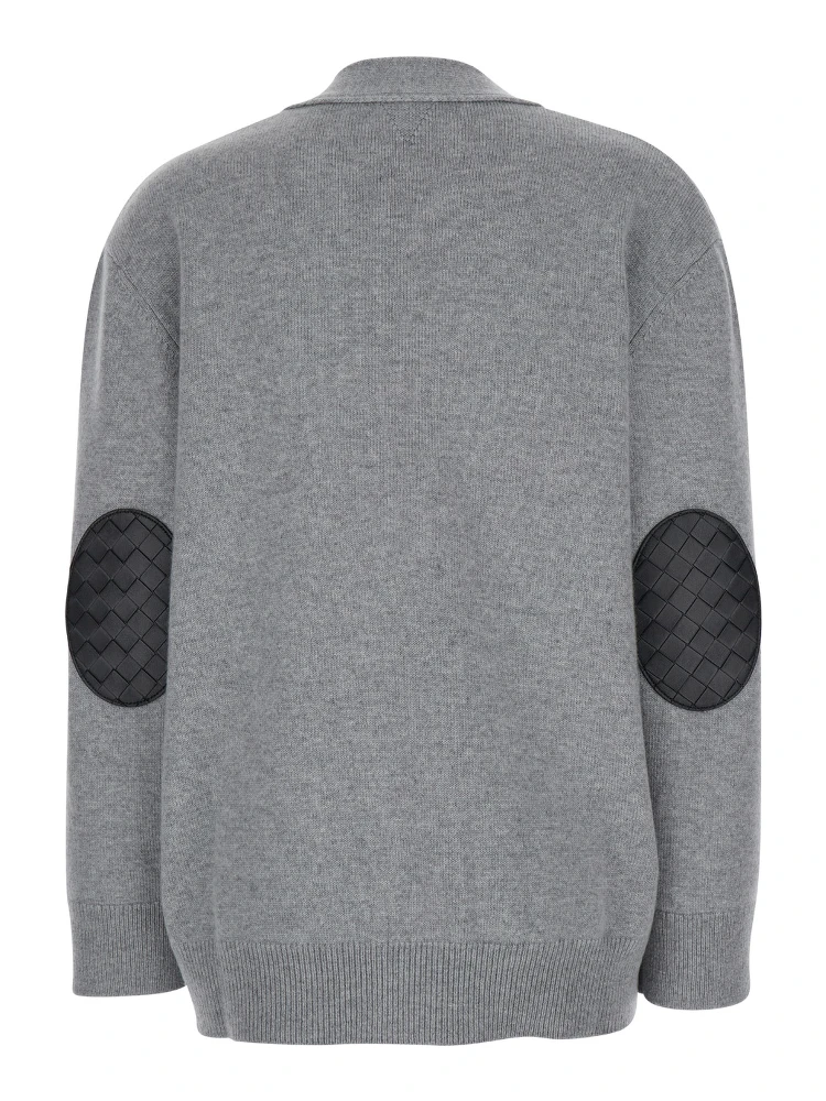 Grey Cardigan with Intrecciato Patch in Cashmere Woman alternative