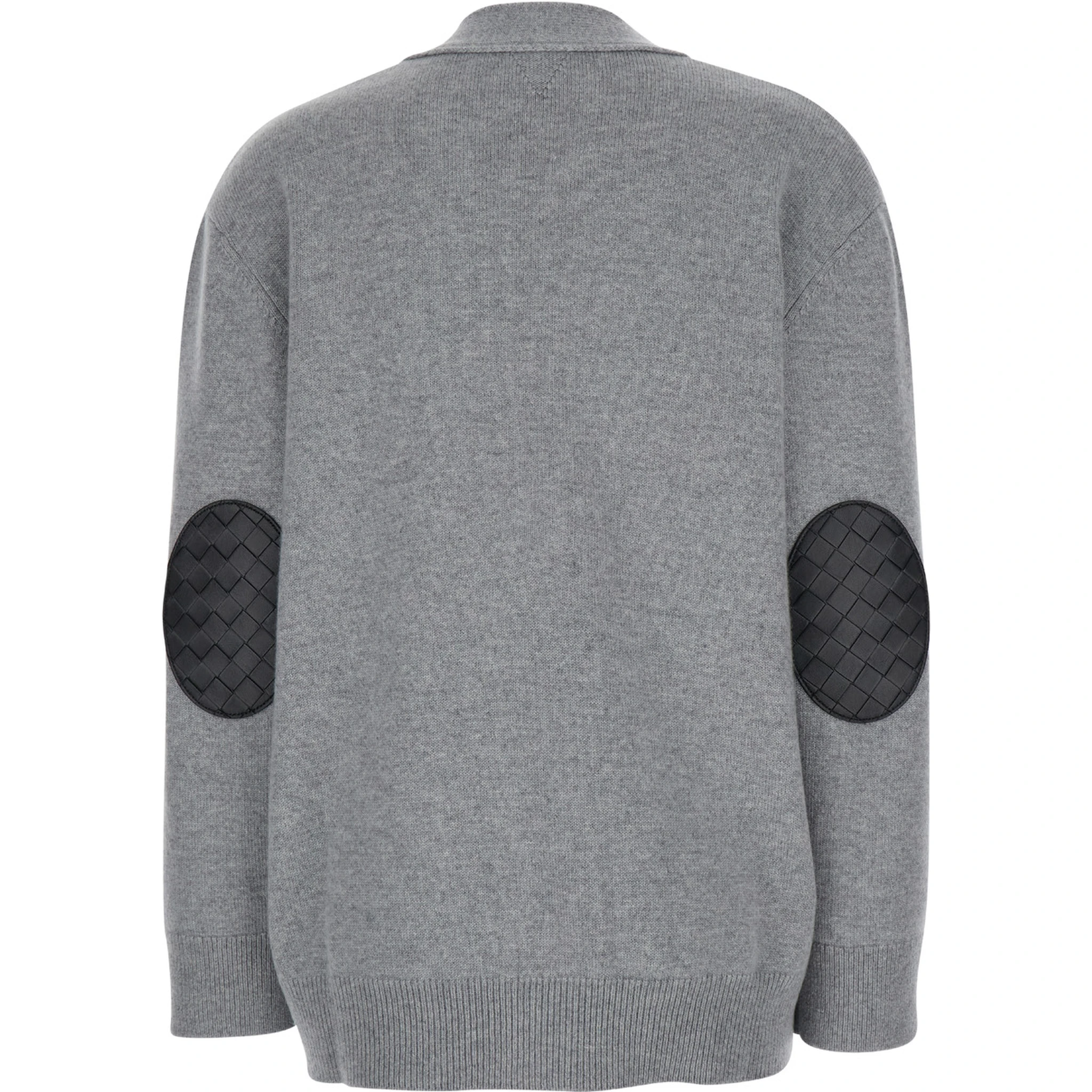 Grey Cardigan with Intrecciato Patch in Cashmere Woman
