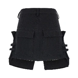 Stefan Black Mini-Skirt with Patch Pockets in Wool Woman